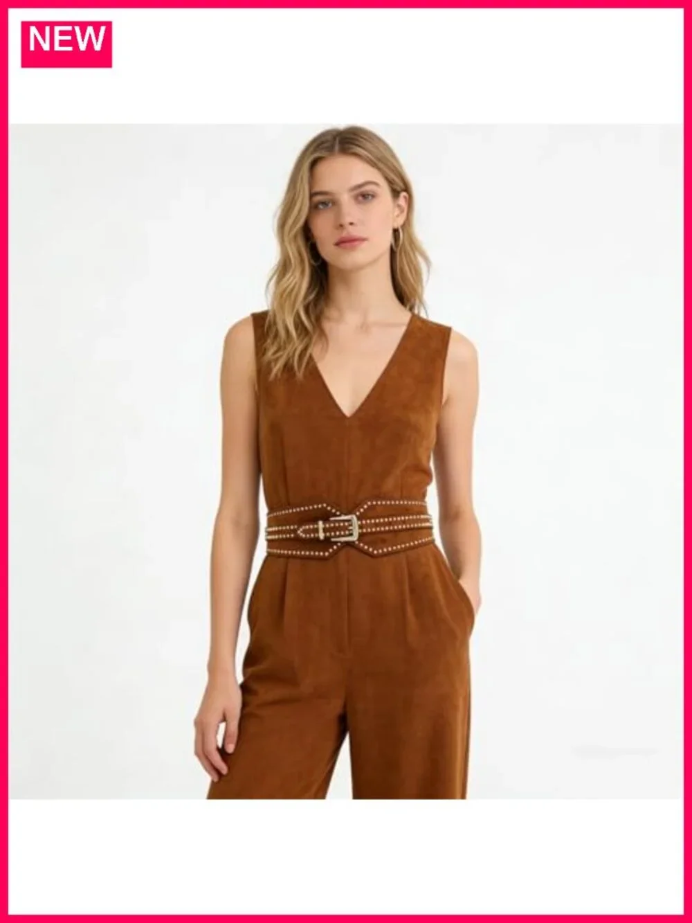 Women Wide Elastic Stretchy Chunky Belt with Gold Buckle